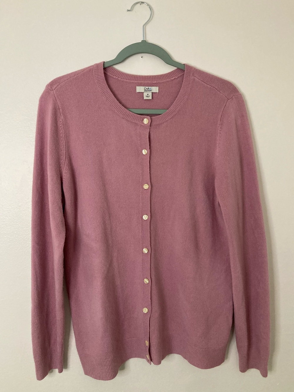 Croft & Barrow Mauve Pink Button Front Knit Cardigan Medium